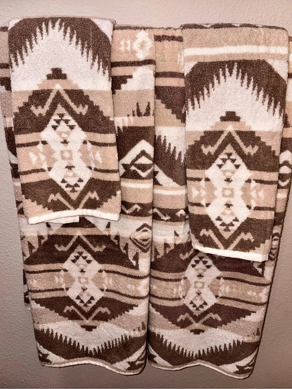 Wrangler Southwestern-inspired Towel Set Brown & White NWT